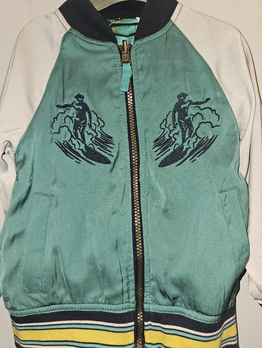 EUC | 3T | OshKosh | Teal Navy Reversible Hawaii Tropical Bomber Jacket
